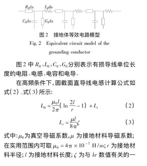 防雷接地體等效電路模型 石墨復合材料、銅、圓鋼等防雷接地材料的沖擊特性研究